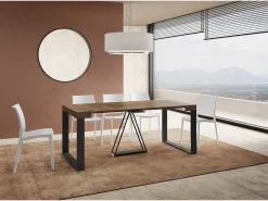 Mesa consola extensível 90x40/300cm Sketa nogueira quadro antracite