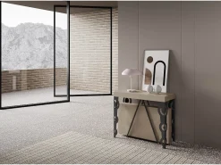 Mesa consola extensível 90x40/300cm Aceres caxemira quadro antracite