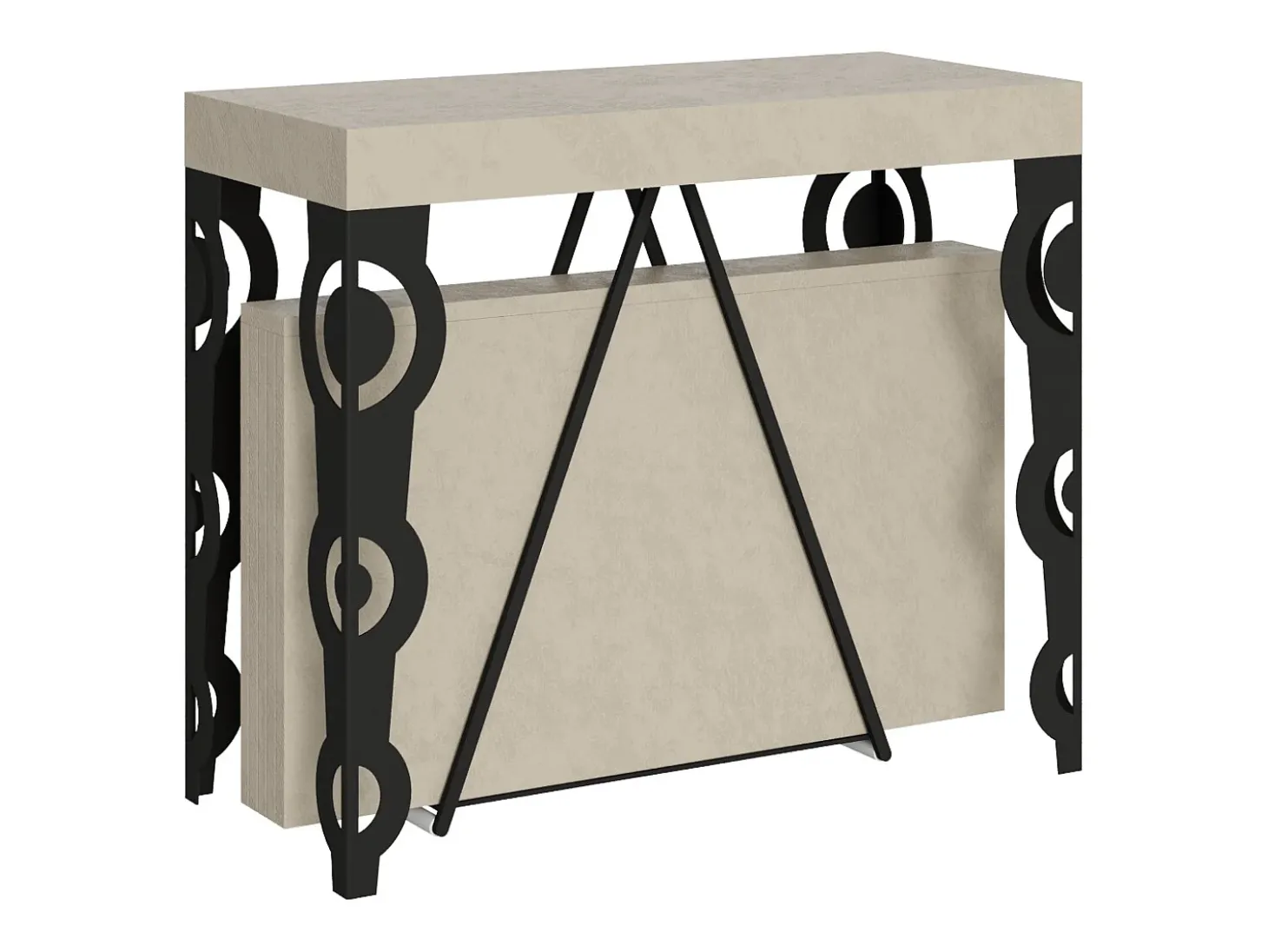 Mesa consola extensível 90x40/300cm Aceres caxemira quadro antracite