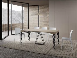 Mesa consola extensível 90x40/300cm Aceres caxemira quadro antracite