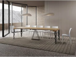 Mesa consola extensível 90x40/300cm Aceres carvalho natural quadro antracite