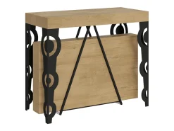 Mesa consola extensível 90x40/300cm Aceres carvalho natural quadro antracite