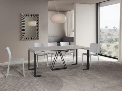 Mesa consola extensível 90x40/300cm Zamat cinza branca quadro antracite