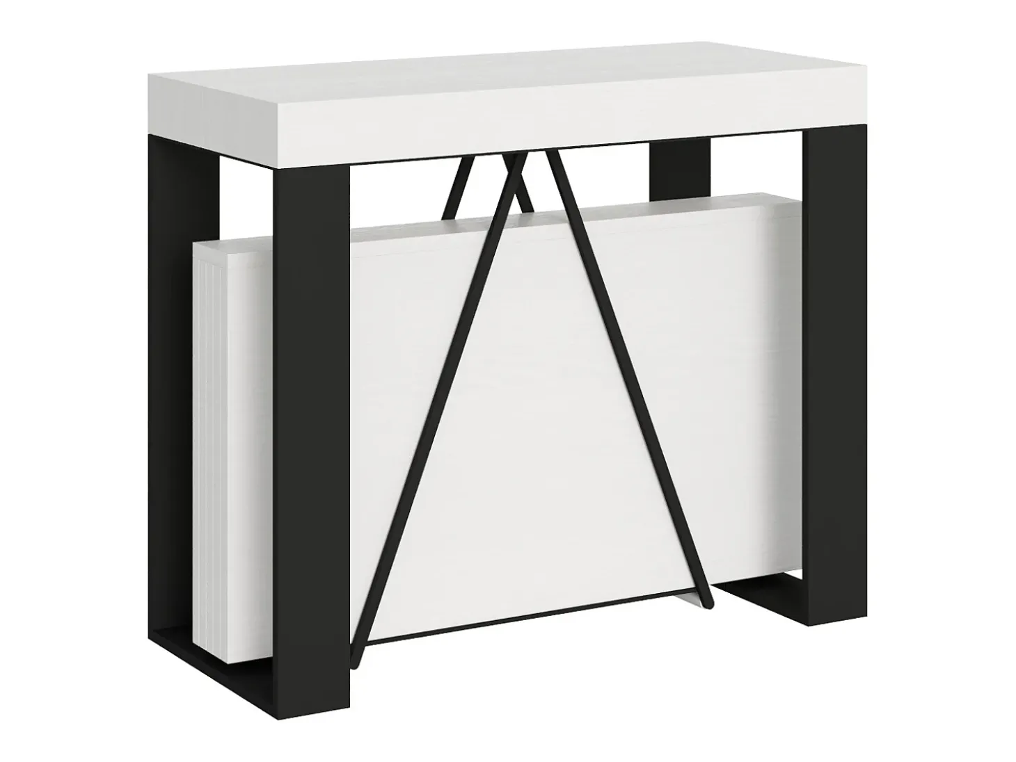 Mesa consola extensível 90x40/300cm Zamat cinza branca quadro antracite