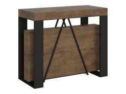 Mesa consola extensível 90x40/300cm Zamat nogueira quadro antracite