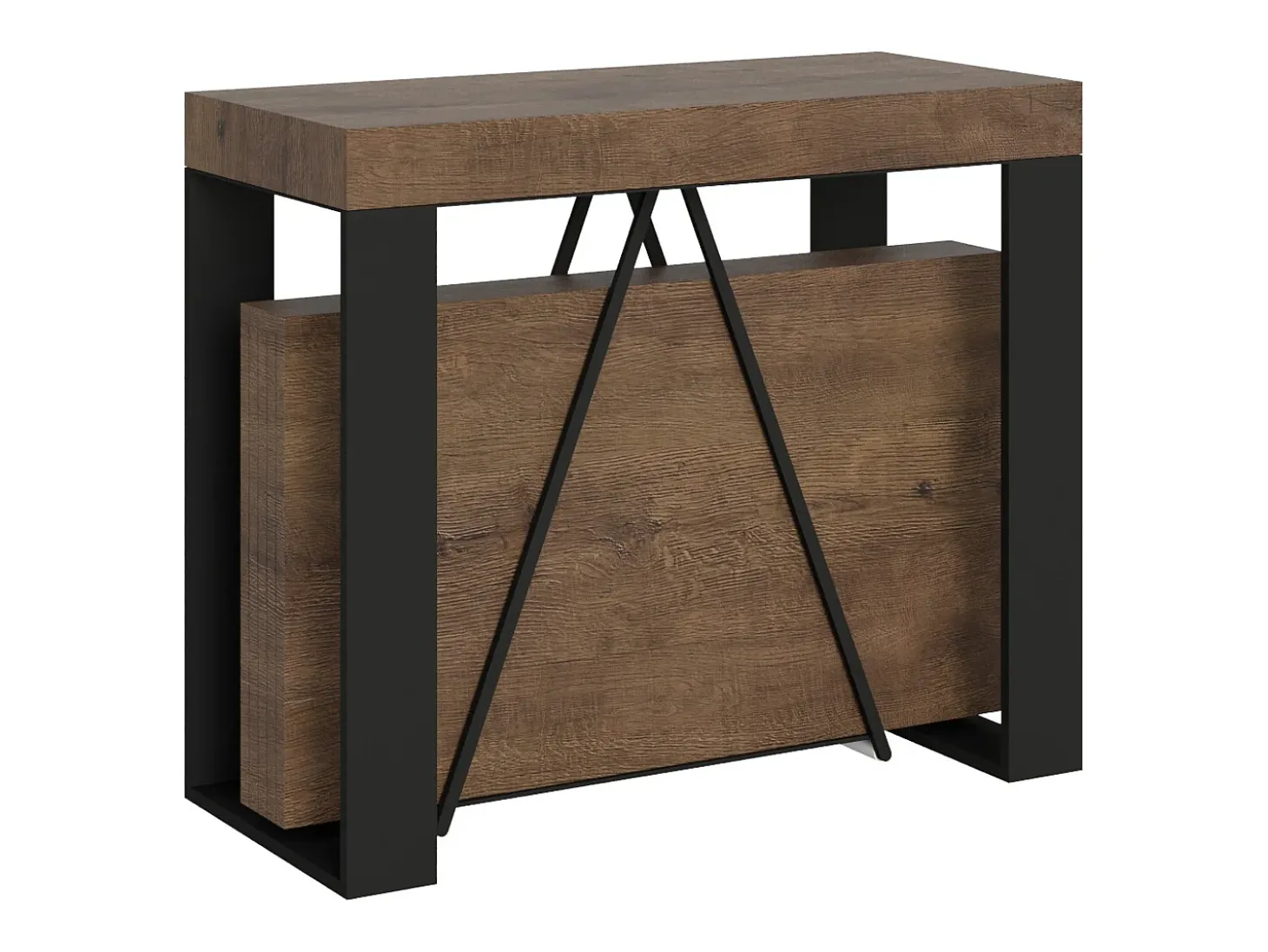 Mesa consola extensível 90x40/300cm Zamat nogueira quadro antracite