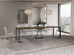 Mesa consola extensível 90x40/300cm Zamat nogueira quadro antracite
