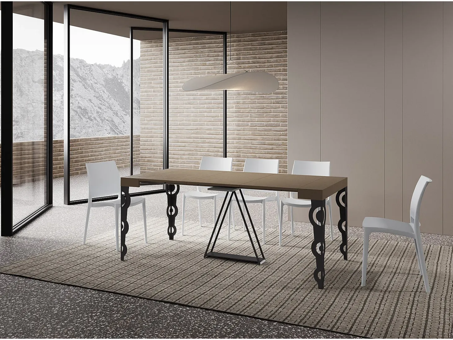 Mesa consola extensível 90x40/300cm Aceres tortora quadro antracite