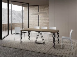 Mesa consola extensível 90x40/300cm Aceres tortora quadro antracite