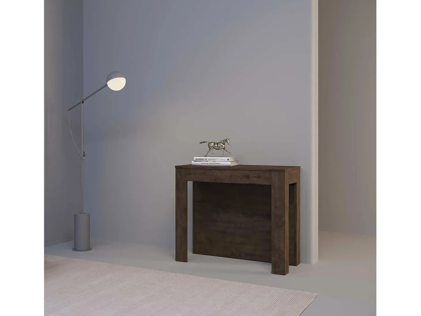Mesa consola extensível 90x42/290cm Cayman nogueira