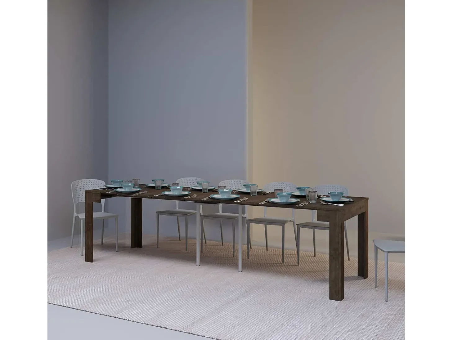 Mesa consola extensível 90x42/290cm Cayman nogueira