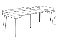Mesa Consola Extensível, 222x90x73cm, Para 10 pessoas, Pés de madeira, Carvahlo e branco