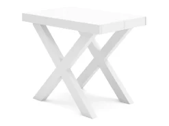 Mesa Consola Extensível, 302x90x73cm, Para 14 pessoas, Pés de madeira, Branco e cinzento