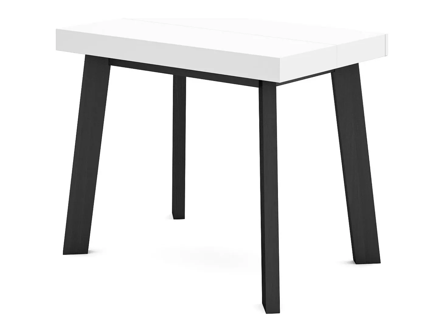 Mesa Consola Extensível, 180x90x73cm, Para 8 pessoas, Pés de madeira, Branco e preto