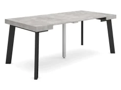 Mesa Consola Extensível, 180x90x73cm, Para 8 pessoas, Pés de madeira, Cimento
