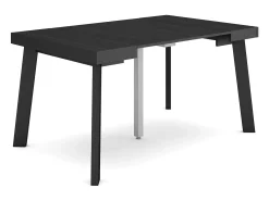 Mesa Consola Extensível, 140x90x73cm, Para 6 pessoas, Pés de madeira, Preto