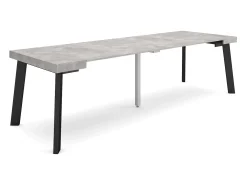 Mesa Consola Extensível, 262x90x73cm, Para 12 pessoas, Pés de madeira, Cimento