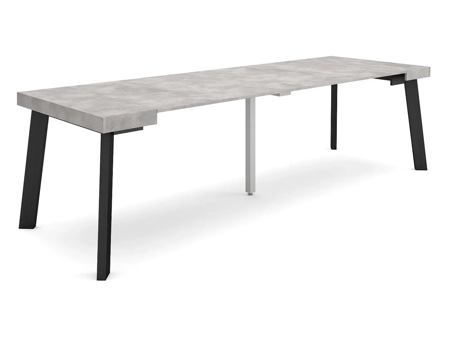 Mesa Consola Extensível, 262x90x73cm, Para 12 pessoas, Pés de madeira, Cimento