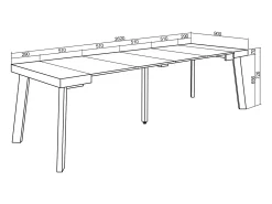 Mesa Consola Extensível, 262x90x73cm, Para 12 pessoas, Pés de madeira, Cimento