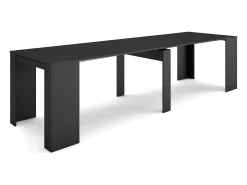 Mesa Consola Extensível, 302x90x77cm, Para 14 pessoas, Mesa de Jantar, Preto