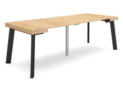 Mesa Consola Extensível, 222x90x73cm, Para 10 pessoas, Pés de madeira, Carvahlo