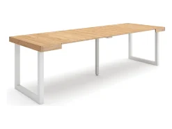 Mesa Consola Extensível, 262x90x73cm, Para 12 pessoas, Pés de madeira, Carvahlo