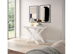 Mesa Consola Extensível, 262x90x73cm, Para 12 pessoas, Pés de madeira, Carvahlo e branco