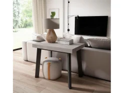 Mesa Consola Extensível, 160x90x73cm, Para 8 pessoas, Pés de madeira, Cimento