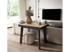 Mesa Consola Extensível, 160x90x73cm, Para 8 pessoas, Pés de madeira, Carvahlo e preto