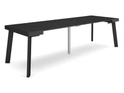 Mesa Consola Extensível, 262x90x73cm, Para 12 pessoas, Pés de madeira, Preto