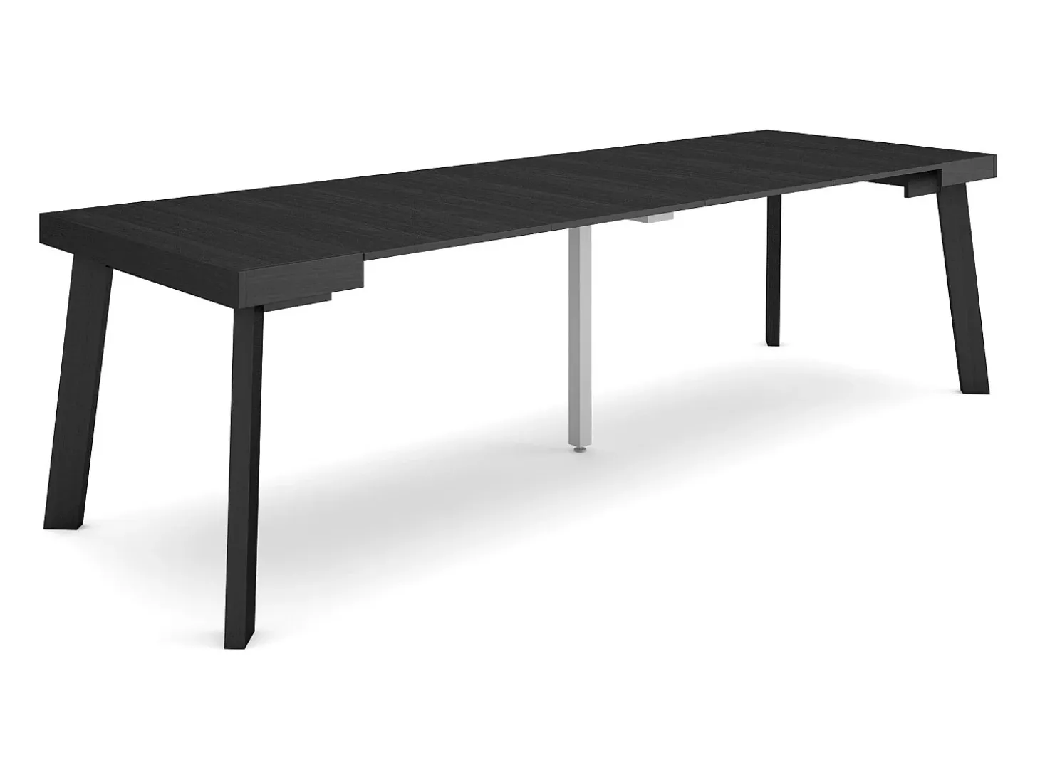 Mesa Consola Extensível, 262x90x73cm, Para 12 pessoas, Pés de madeira, Preto