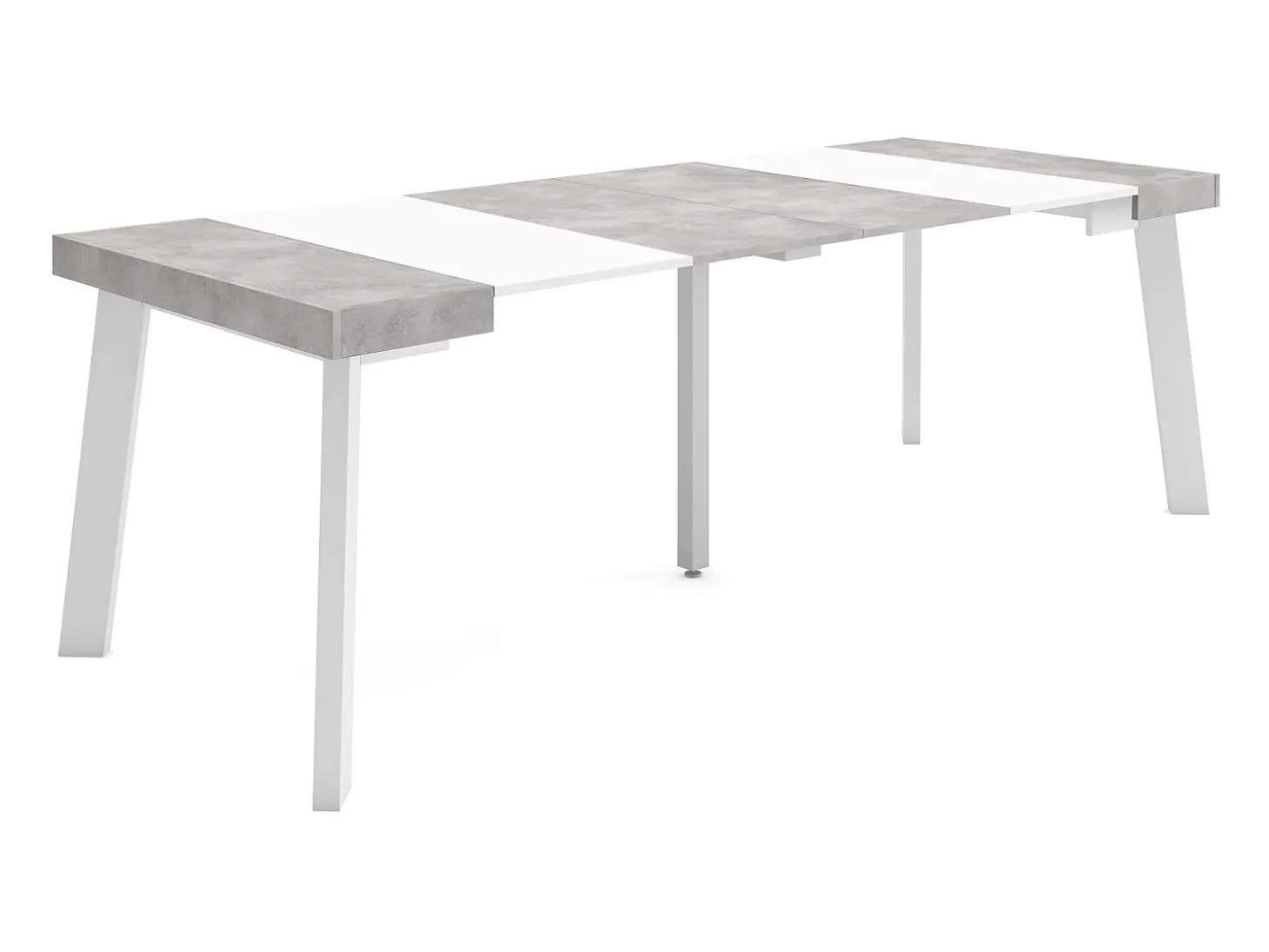 Mesa Consola Extensível, 222x90x73cm, Para 10 pessoas, Pés de madeira, Branco e cinzento