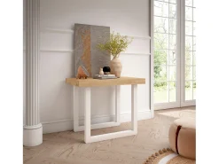 Mesa Consola Extensível, 222x90x73cm, Para 10 pessoas, Pés de madeira, Carvahlo