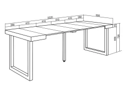 Mesa Consola Extensível, 222x90x73cm, Para 10 pessoas, Pés de madeira, Carvahlo