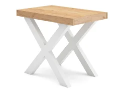 Mesa Consola Extensível, 302x90x73cm, Para 14 pessoas, Pés de madeira, Carvahlo e branco
