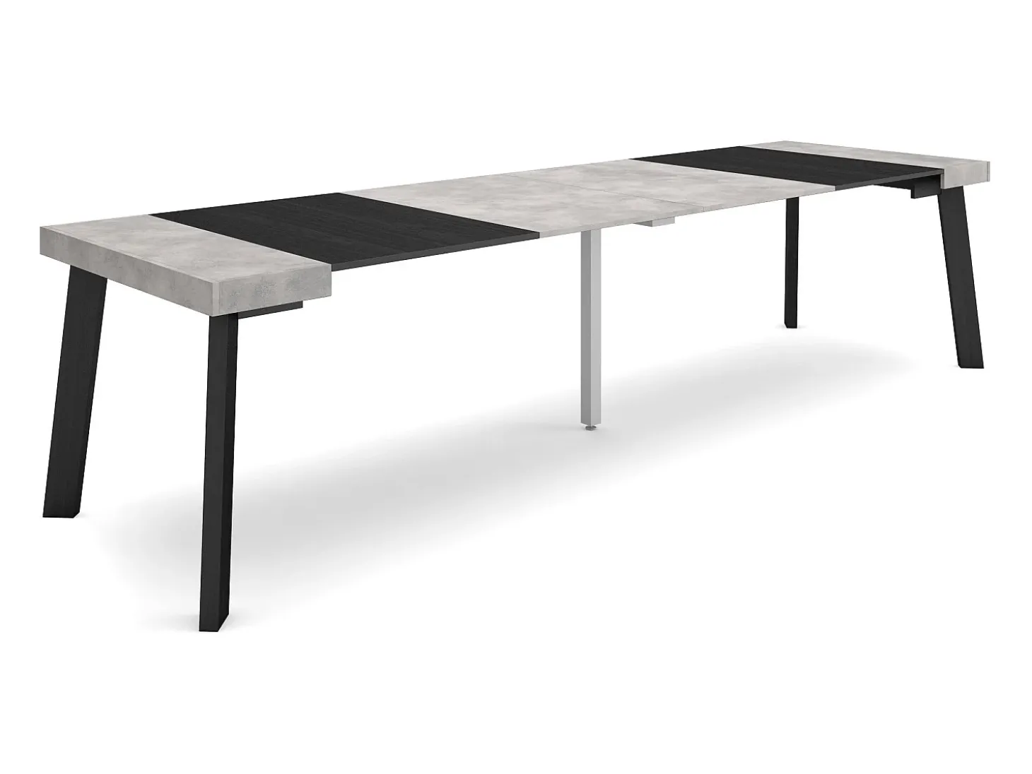 Mesa Consola Extensível, 302x90x73cm, Para 14 pessoas, Pés de madeira, Cimento
