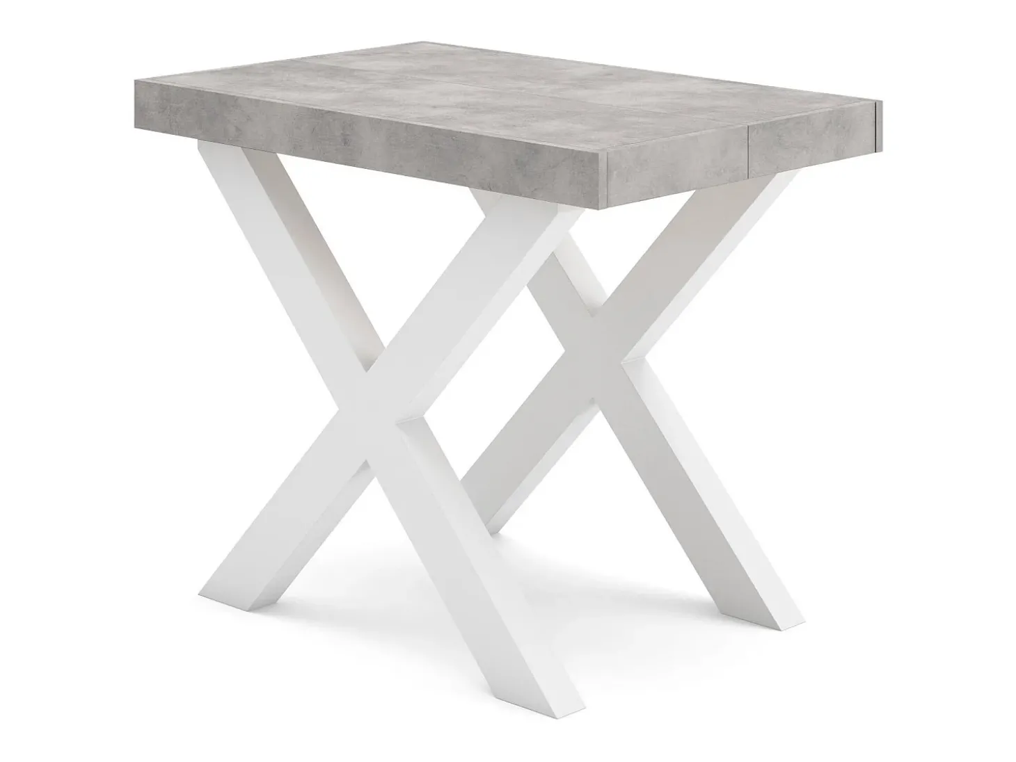 Mesa Consola Extensível, 262x90x73cm, Para 12 pessoas, Pés de madeira, Cimento