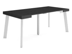Mesa Consola Extensível, 180x90x73cm, Para 8 pessoas, Pés de madeira, Preto