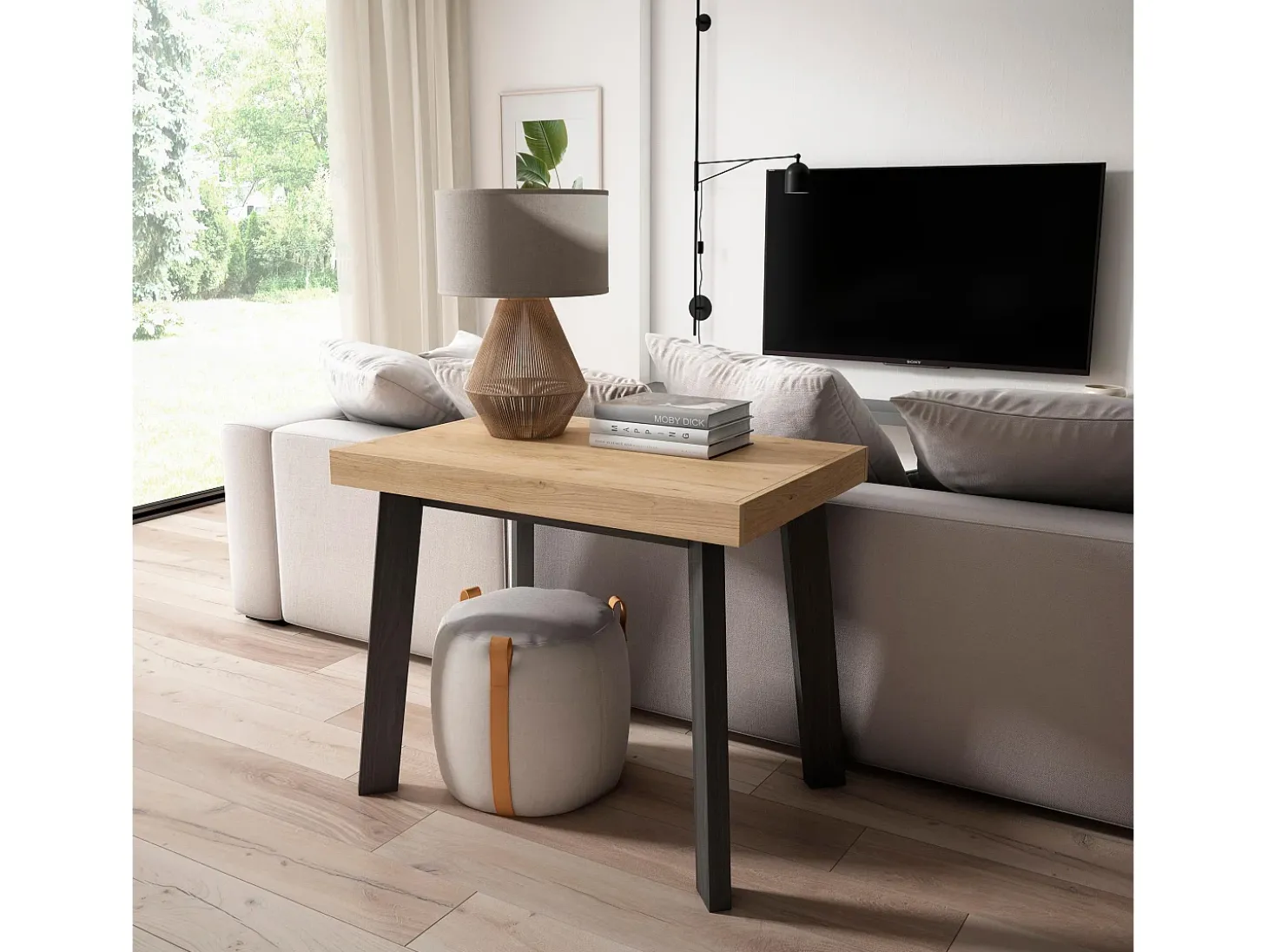 Mesa Consola Extensível, 180x90x73cm, Para 8 pessoas, Pés de madeira, Carvahlo