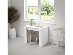 Mesa Consola Extensível, 302x90x77cm, Para 14 pessoas, Mesa de Jantar, Branco