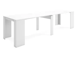 Mesa Consola Extensível, 302x90x77cm, Para 14 pessoas, Mesa de Jantar, Branco