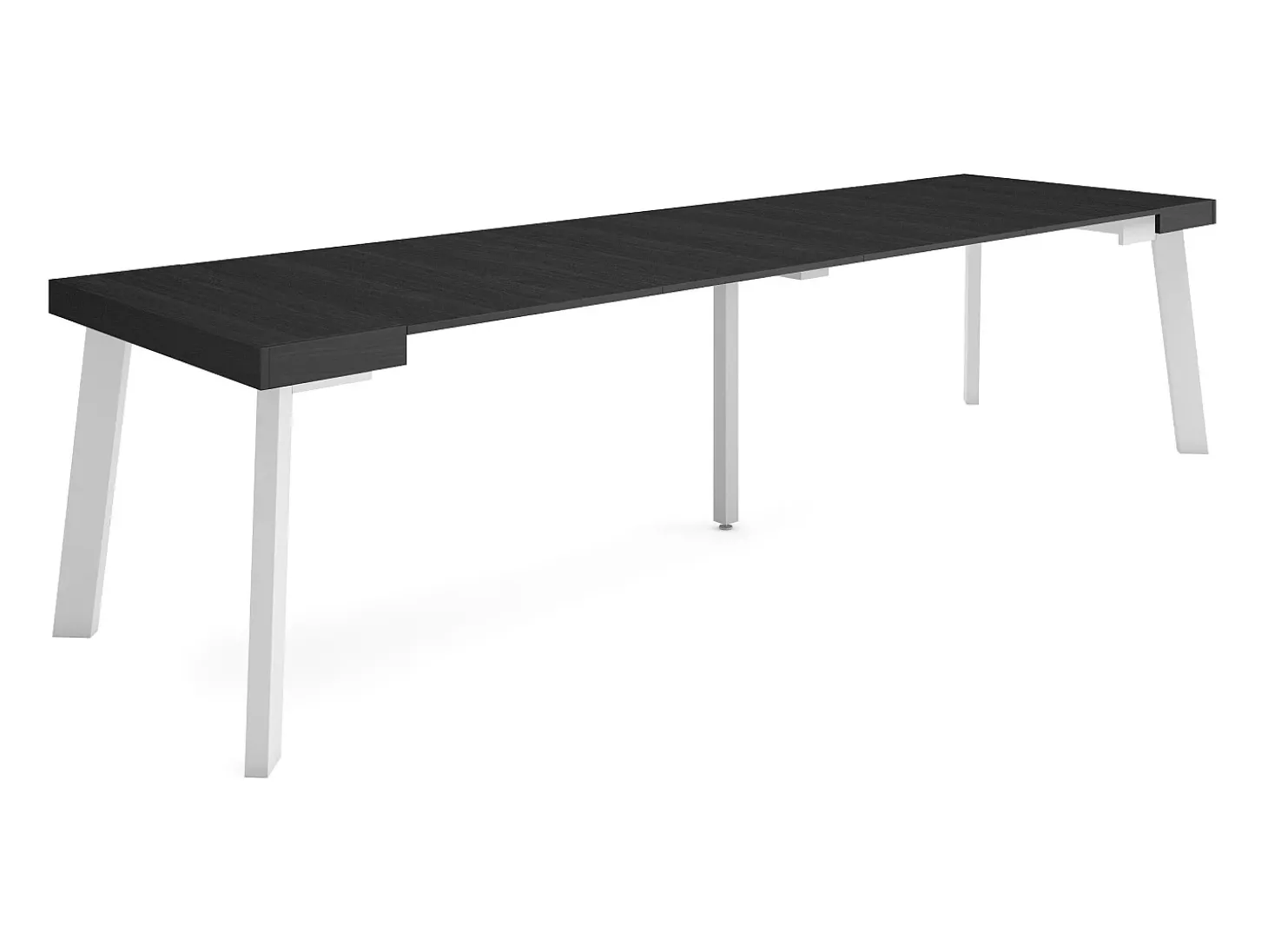 Mesa Consola Extensível, 302x90x73cm, Para 14 pessoas, Pés de madeira, Preto