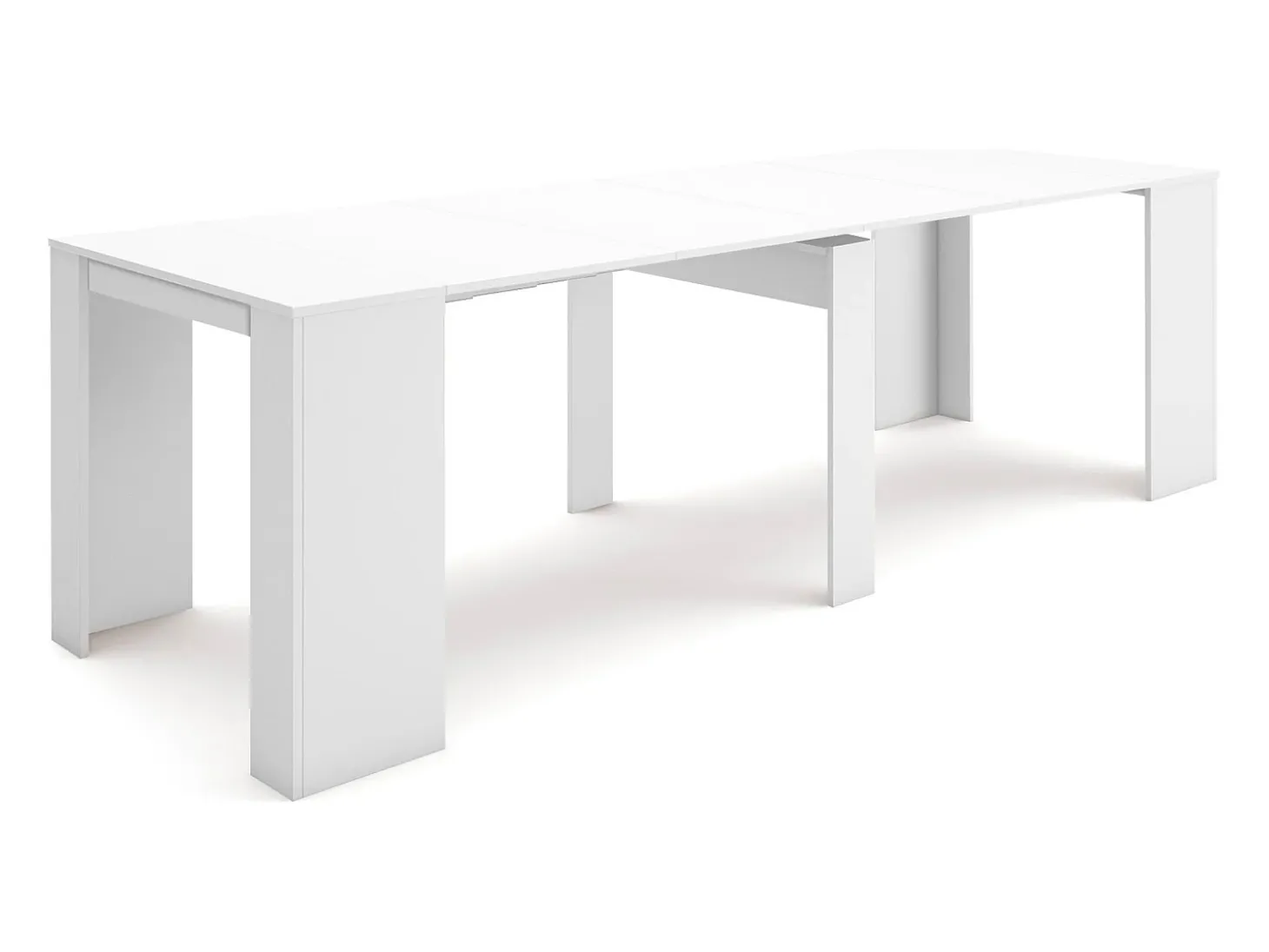 Mesa Consola Extensível, 262x90x77cm, Para 12 pessoas, Mesa de Jantar, Branco