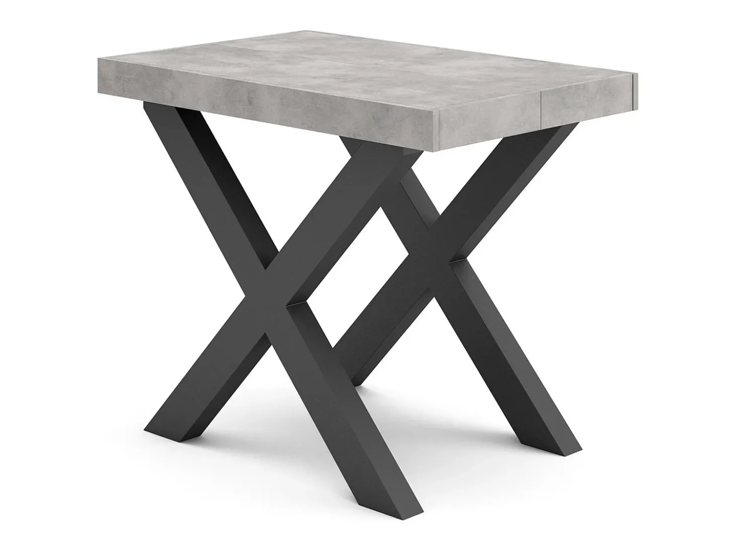 Mesa Consola Extensível, 262x90x73cm, Para 12 pessoas, Pés de madeira, Cimento