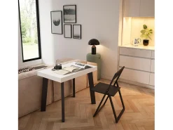 Mesa Consola Extensível, 222x90x73cm, Para 10 pessoas, Pés de madeira, Branco