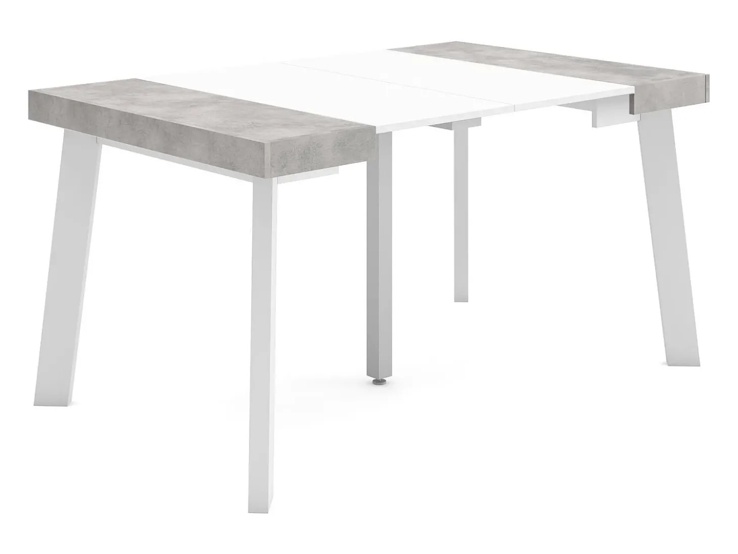 Mesa Consola Extensível, 140x90x73cm, Para 6 pessoas, Pés de madeira, Branco e cinzento