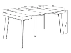 Mesa Consola Extensível, 160x90x73cm, Para 8 pessoas, Pés de madeira, Branco