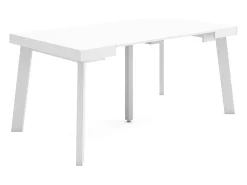 Mesa Consola Extensível, 160x90x73cm, Para 8 pessoas, Pés de madeira, Branco