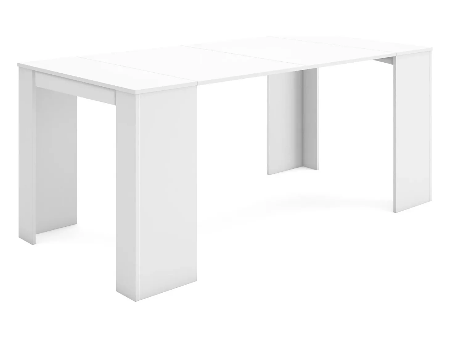 Mesa Consola Extensível, 180x90x77cm, Para 8 pessoas, Mesa de Jantar, Branco