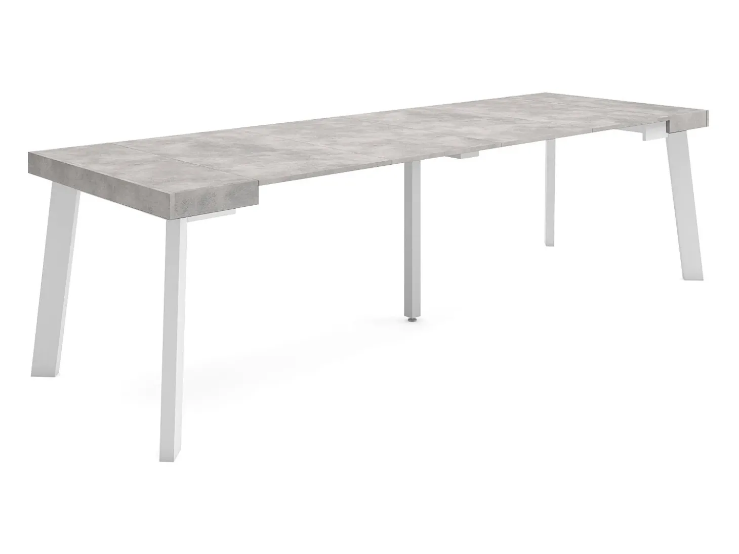 Mesa Consola Extensível, 262x90x73cm, Para 12 pessoas, Pés de madeira, Cimento